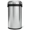 16 Gallon Brushed Stainless Steel Bullet Open-Top Round Trash Can