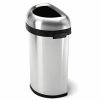 16 Gallon Brushed Stainless Steel Semi-Round Open-Top Trash Can