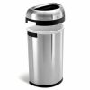 16 Gallon Brushed Stainless Steel Semi-Round Open-Top Trash Can