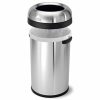 21 Gallon Brushed Stainless Steel Bullet Open-Top Round Trash Can W/ Lid