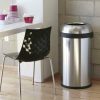 21 Gallon Brushed Stainless Steel Bullet Open-Top Round Trash Can W/ Lid