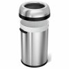 30 Gallon Brushed Stainless Steel Bullet Open-Top Round Trash Can