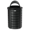 35 Gallon Metal Round Roto Molded Lid Trash Can (Black)