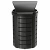 35 Gallon Metal Round Roto Molded Lid Trash Can (Black)