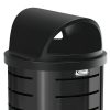 35 Gallon Metal Round Roto Molded Lid Trash Can (Black)