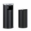 9 Gallon Stainless Steel Half-Round Side-Entry Trash Can (Black/Steel)