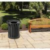 Commercial Americana Open Top 36 Gallon Stainless Steel Black Trash Can