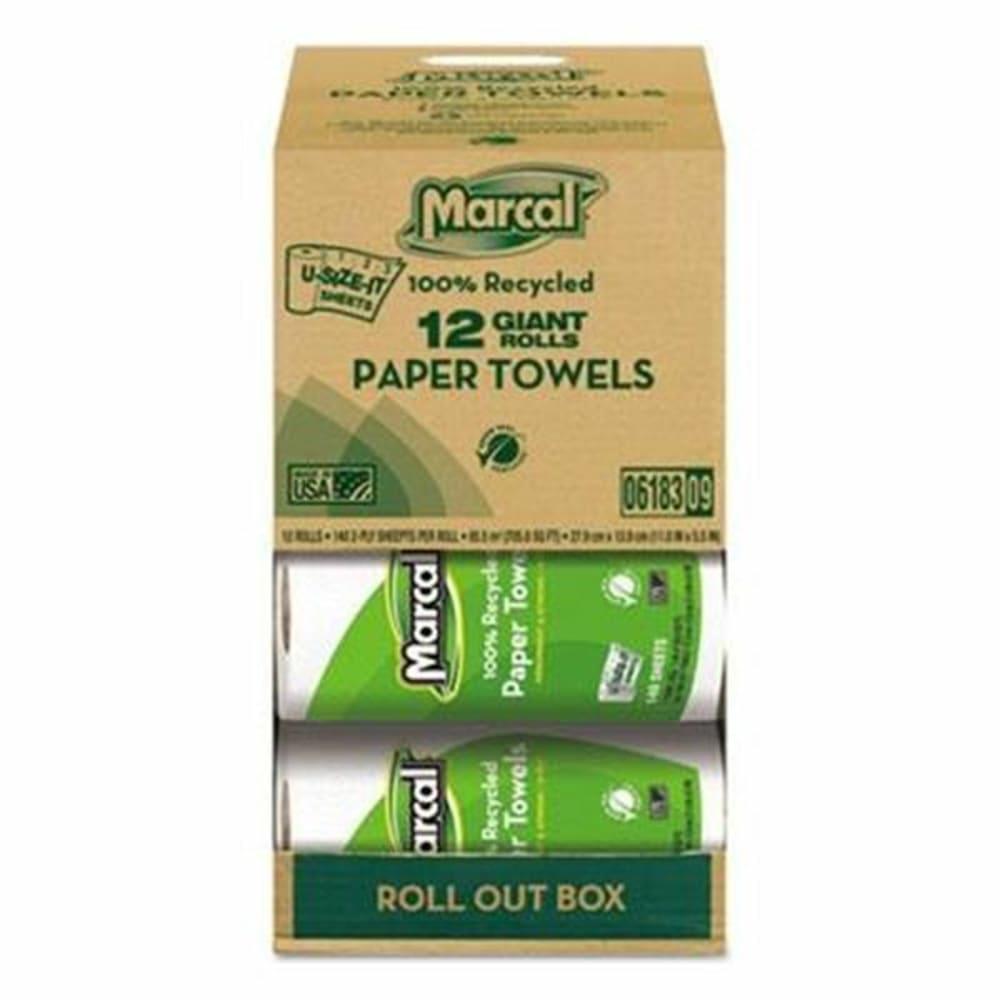 100% Recycled Roll Towels, 2-Ply, 5 1/2 X 11, 140 Sheets,Carton Of 12