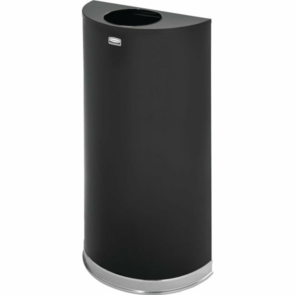 12 Gal Black Steel Half-Round Open Top Trash Can W/ Rigid Liner