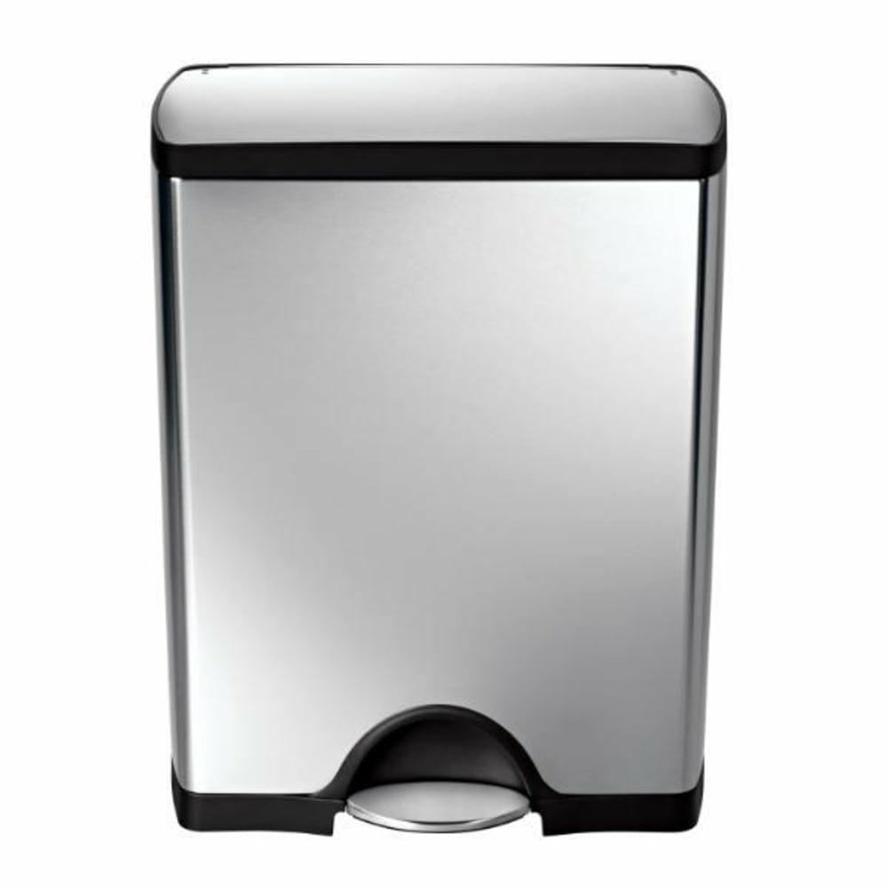 13.2 Gallon Fingerprint-Proof Brushed Stainless Steel Rectangular Step-On Trash Can