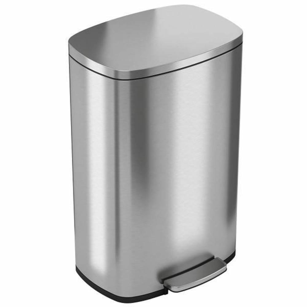 13 Gallon Stainless Steel Step Trash Can (Silver Metallic)