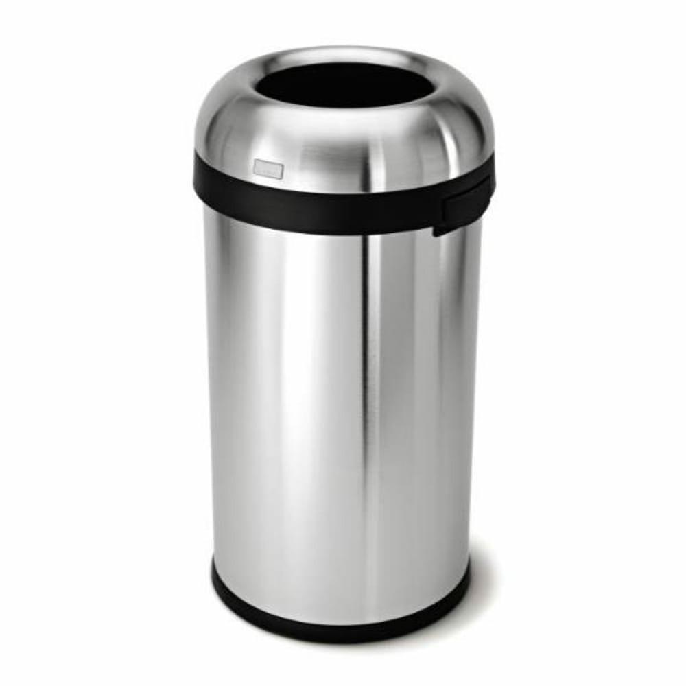 16 Gallon Brushed Stainless Steel Bullet Open-Top Round Trash Can