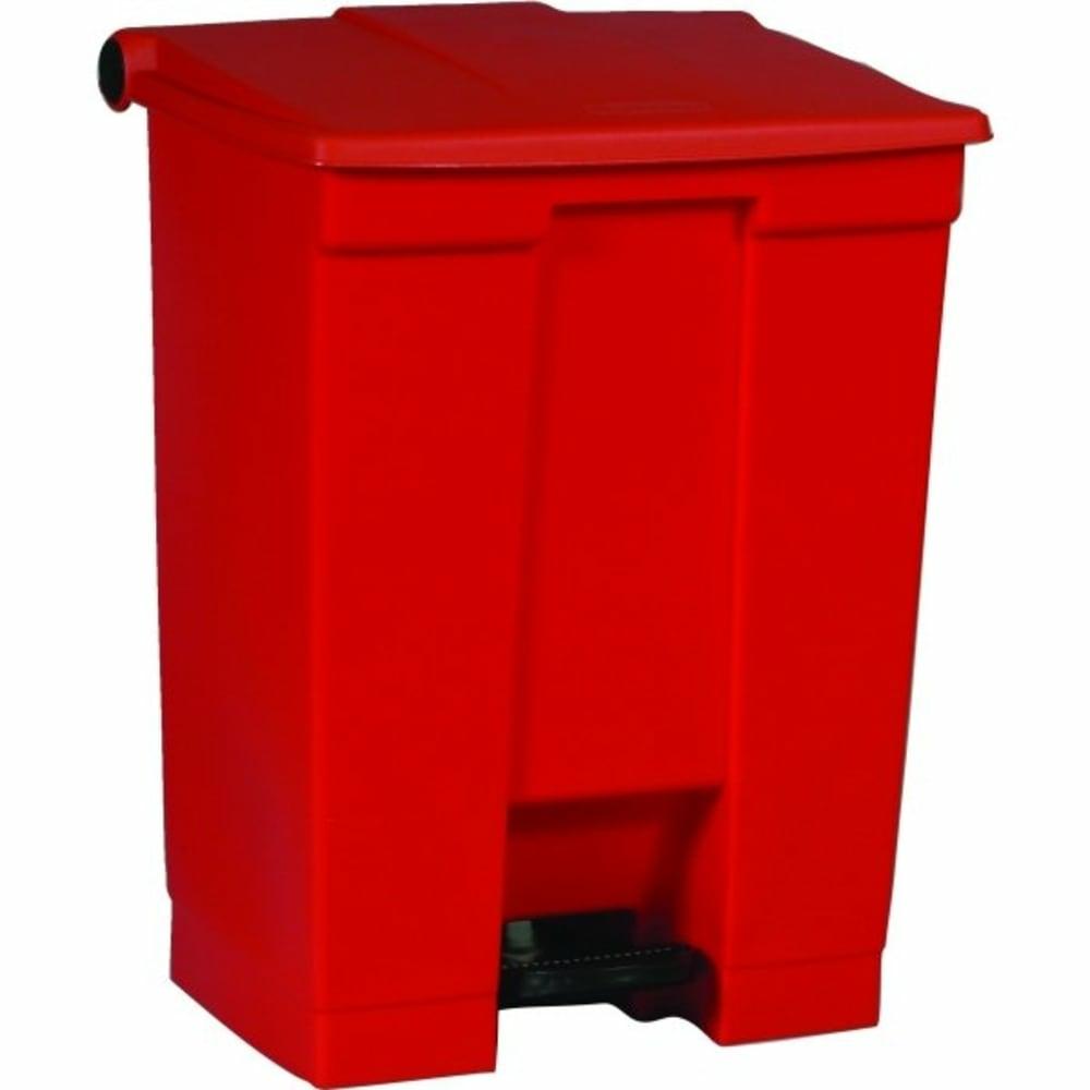 18 Gal Red Plastic Rectangular Step-On Trash Can