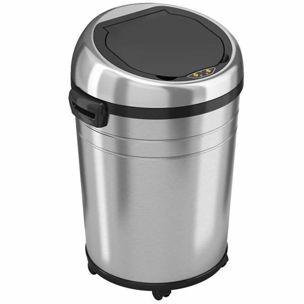 18 Gallon Stainless Steel Round Sensor Trash Can (Silver)