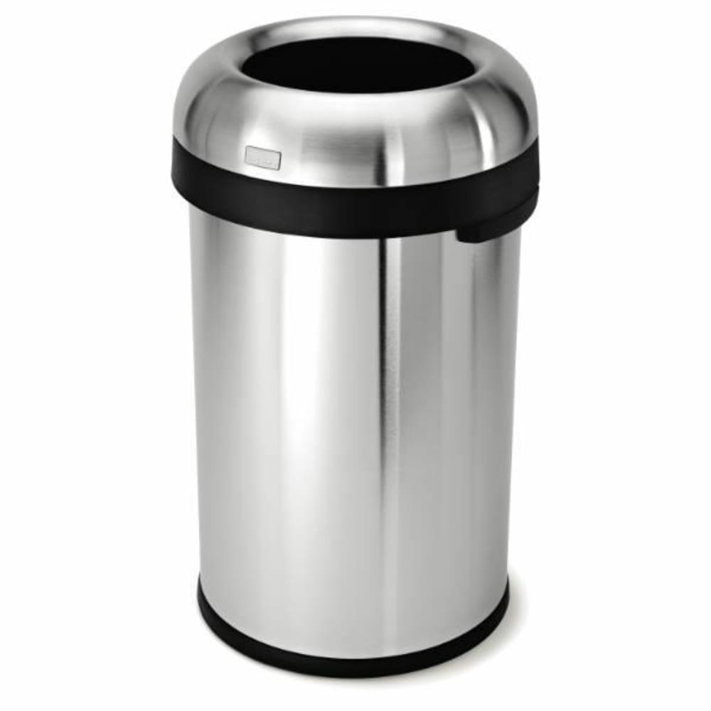 21 Gallon Brushed Stainless Steel Bullet Open-Top Round Trash Can W/ Lid