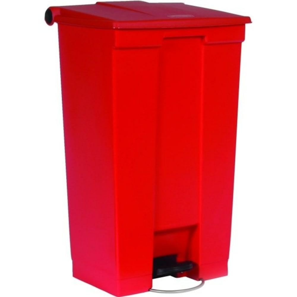 23 Gal Red Plastic Rectangular Step-On Trash Can