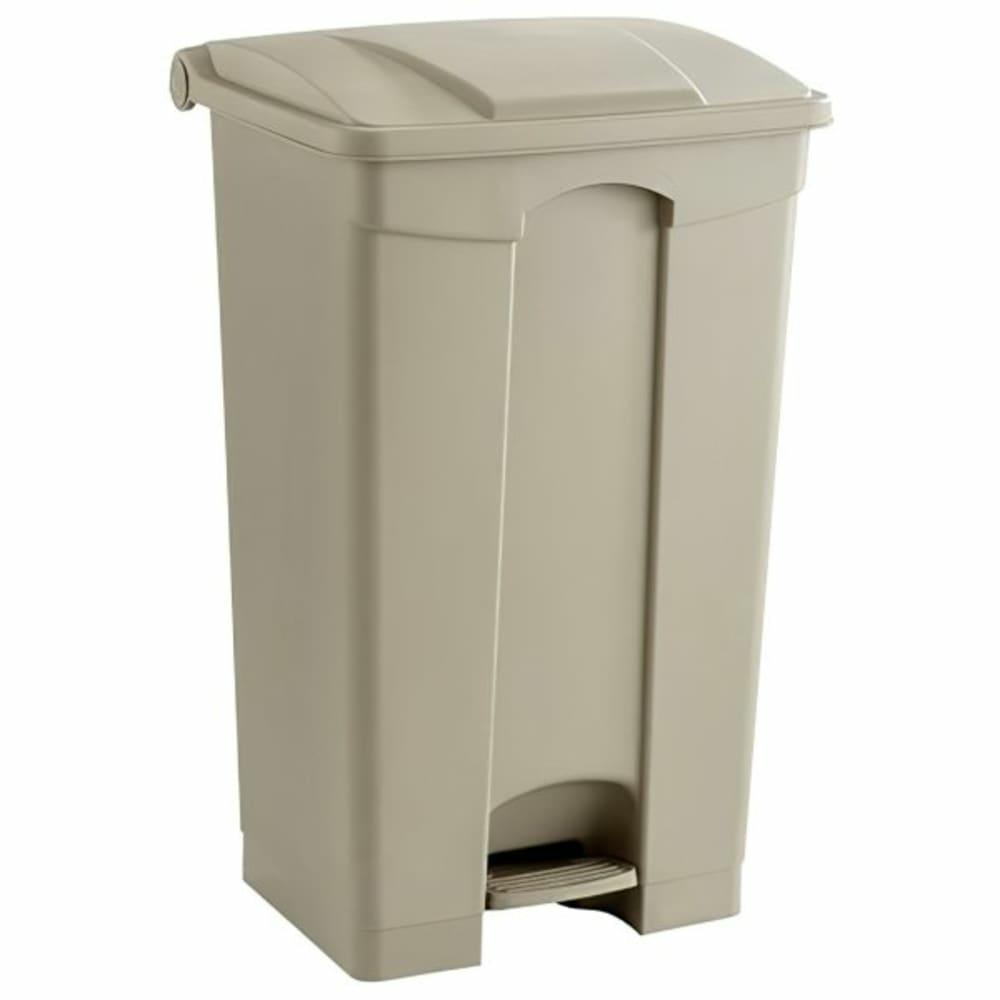 23 Gallon Large Capacity Plastic Step-On Trash Receptacle (Tan)