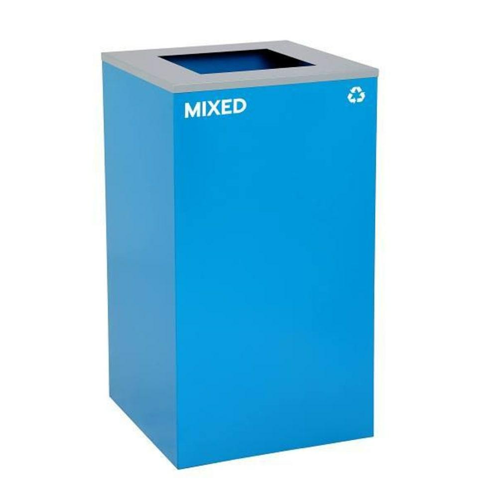 29G Square Mixed Recycling Trash Bin Steel Metal Receptacle