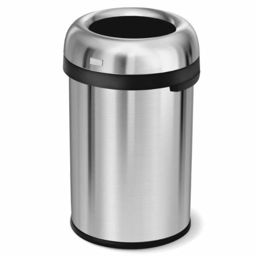 30 Gallon Brushed Stainless Steel Bullet Open-Top Round Trash Can