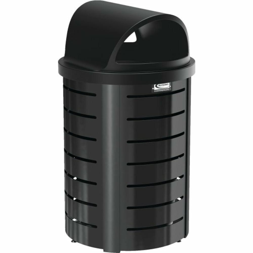 35 Gallon Metal Round Roto Molded Lid Trash Can (Black)