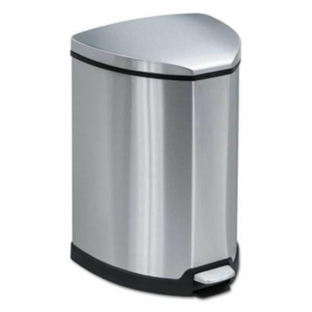 4 Gallon Stainless Steel Triangular Step-On Waste Receptacle (Chrome/Black)