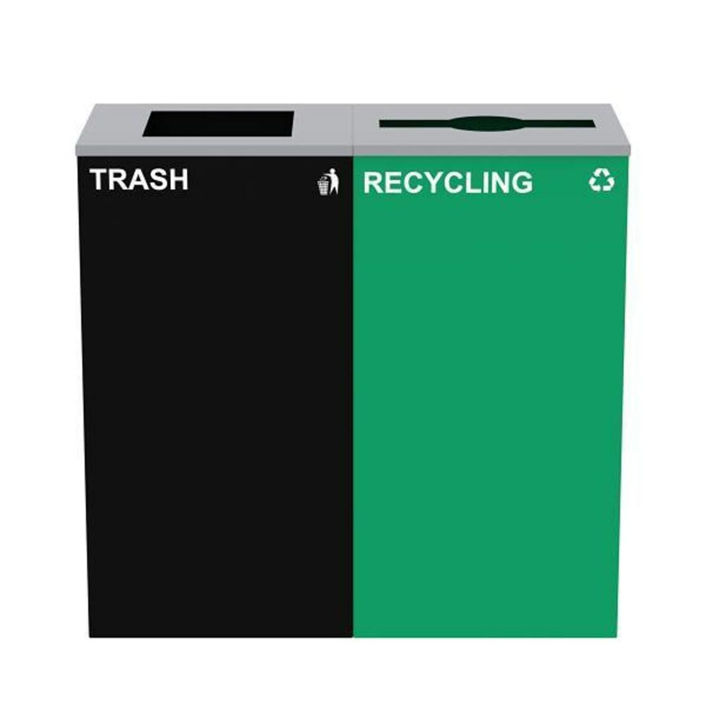 58G 2-Stream Green Recycling Bin Station Package Of 2