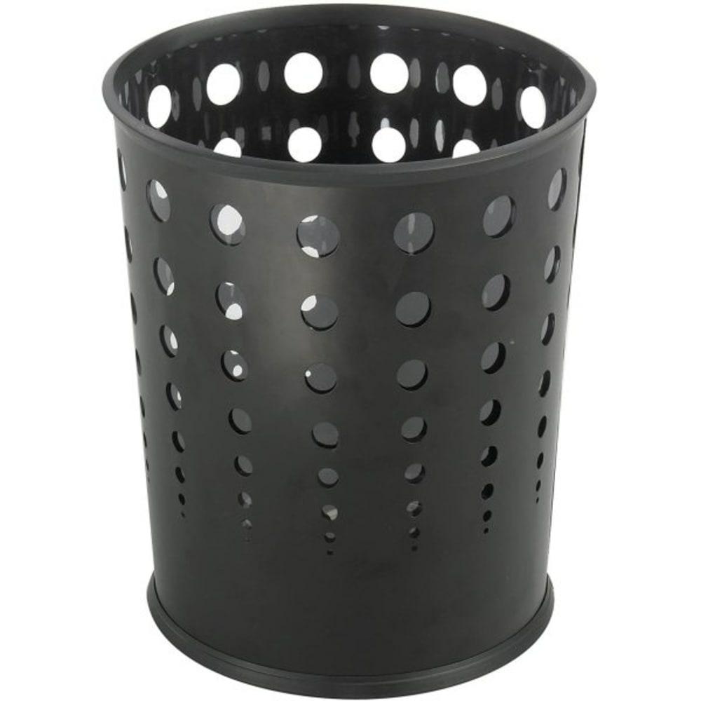 6 Gallon Steel Round Bubble Waste Basket (3-Pack) (Black)