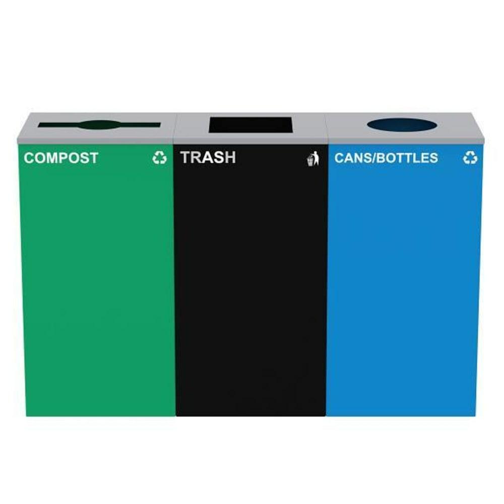 87G Open Top Can Receptacle Blue Recycle Bin Combo Station