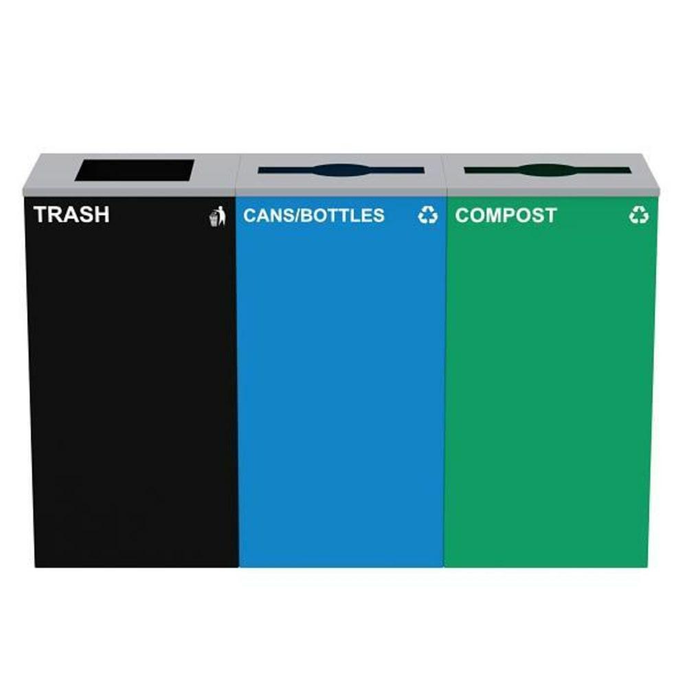 87G Steel Blue Cans/Bottles Bin Green Compost Bin Black