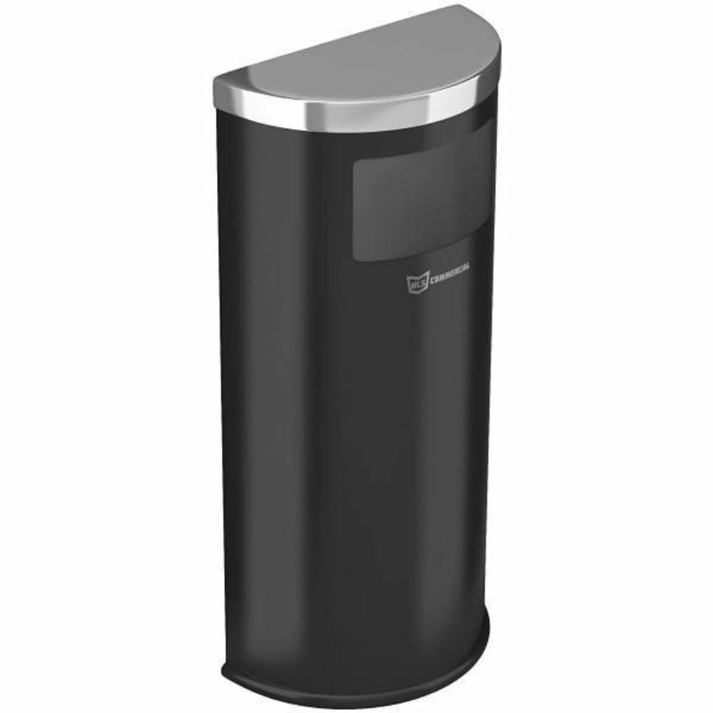 9 Gallon Stainless Steel Half-Round Side-Entry Trash Can (Black/Steel)