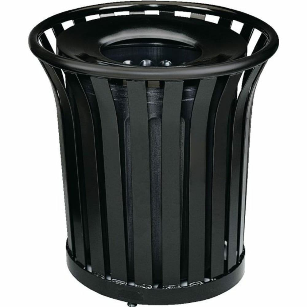 Commercial Americana Open Top 36 Gallon Stainless Steel Black Trash Can