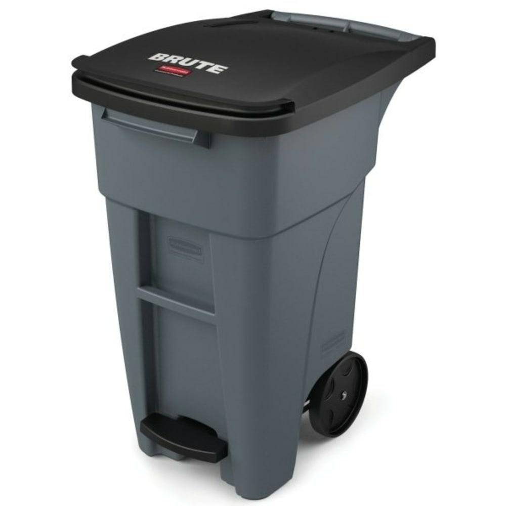 Commercial Brute 32 Gallon Front Step-On Rollout Trash Can W/ Lid (Gray)