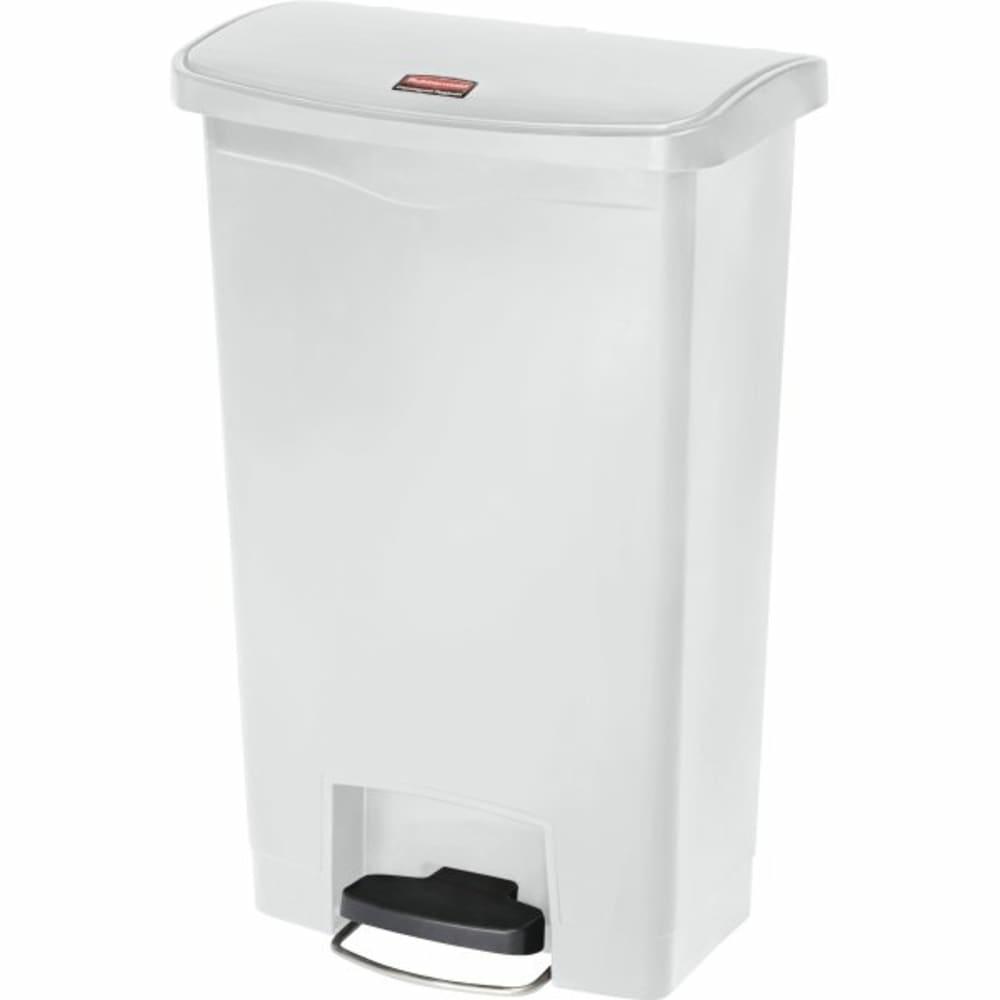 Commercial Slim Jim 13 Gallon Front Step-On Trash Can (White)