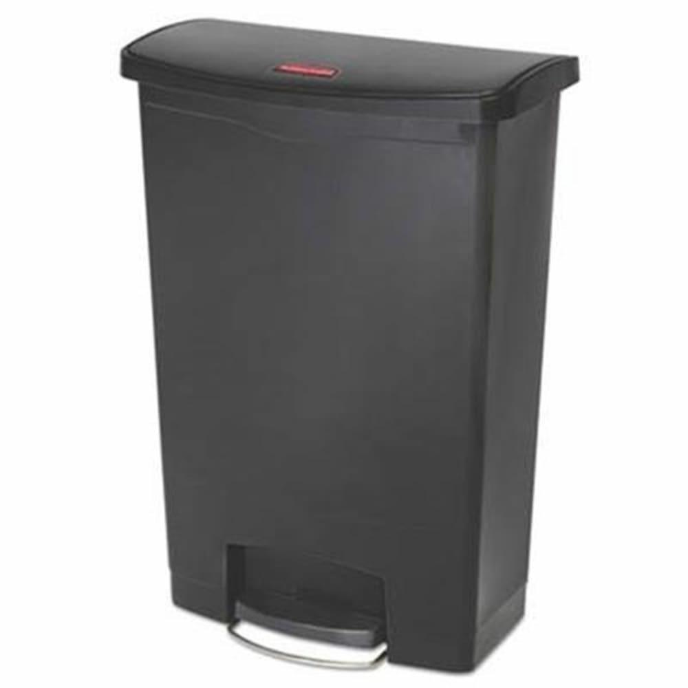 Commercial Slim Jim 24 Gallon Front Step-On Resin Trash Can (Black)