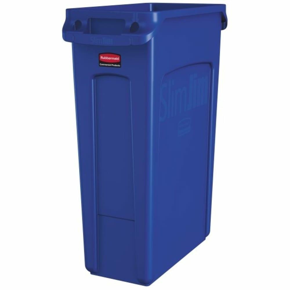 Commercial Slim Jim Vented 23 Gallon Trash Can, 4/Pack (Blue)