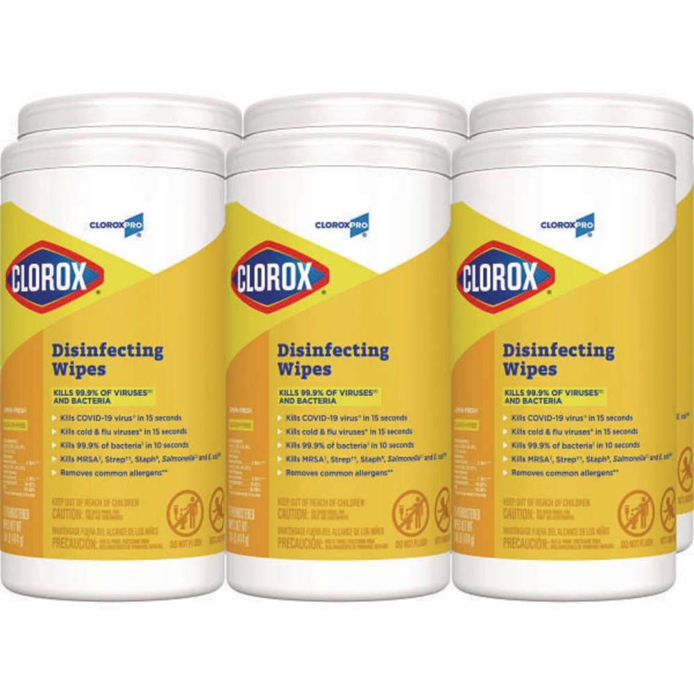 Disinfecting Wipes, 7 X 8, Lemon Fresh, 75/Canister, Carton Of 6