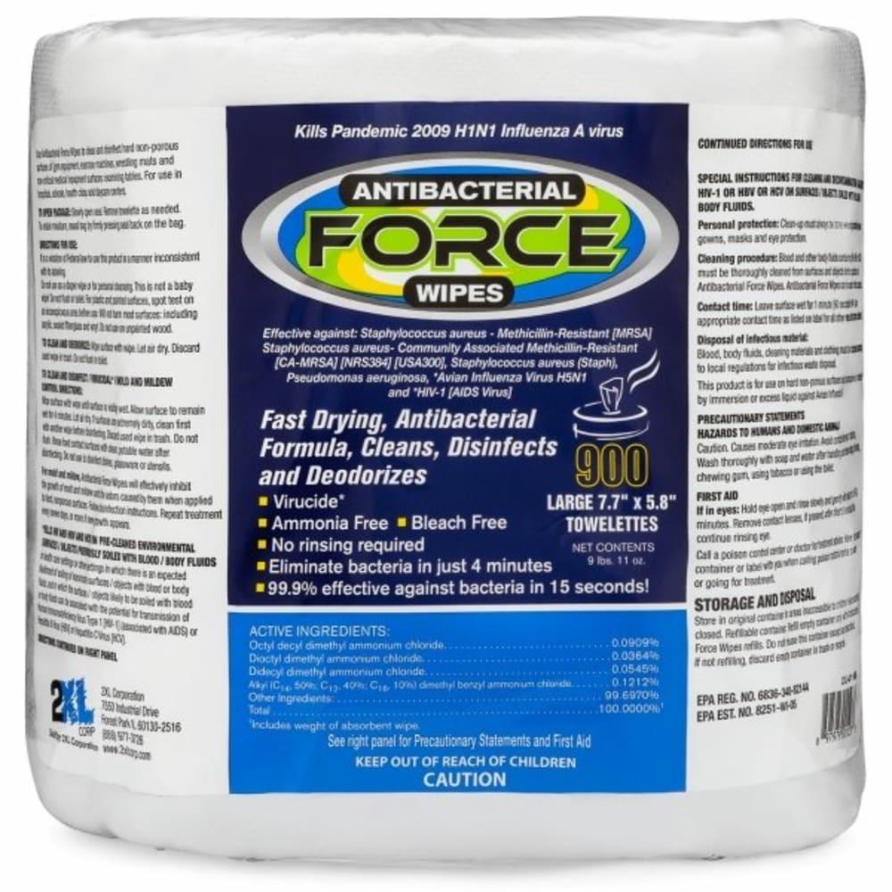 Force Antibacterial Wipes, 900 Sheet Refill Rolls, Case Of 4