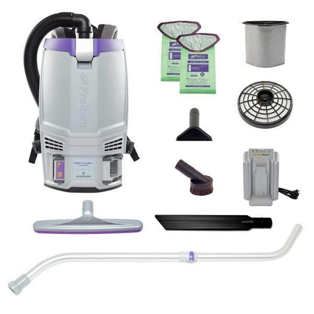 Gofit 6 Cordless Cm Backpack Vacuum W/Xover Telescoping Wand Tool Kit