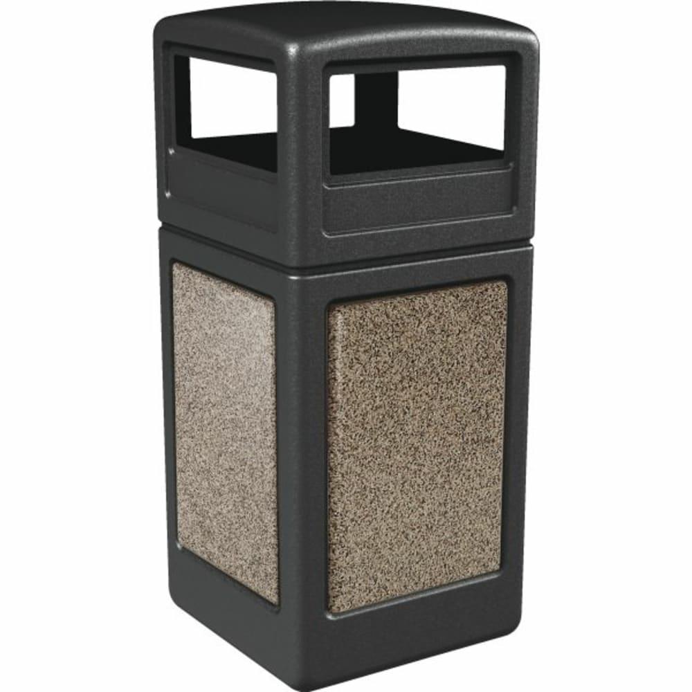 Products Stonetec 42 Gallon Trash Can W/ Dome Lid And Riverstone Panels (Black)