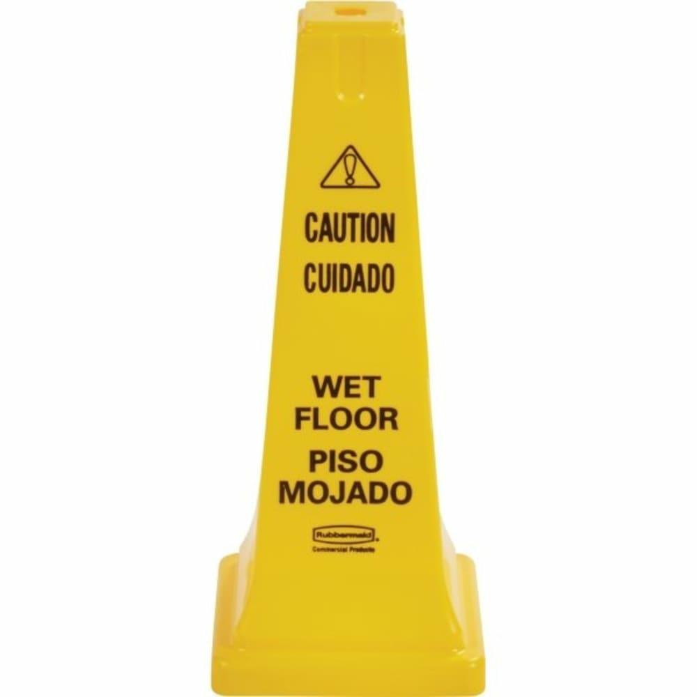 Yellow Plastic Safety Cone With Caution Wet Floor 25-3/4″ H (6-Pack)