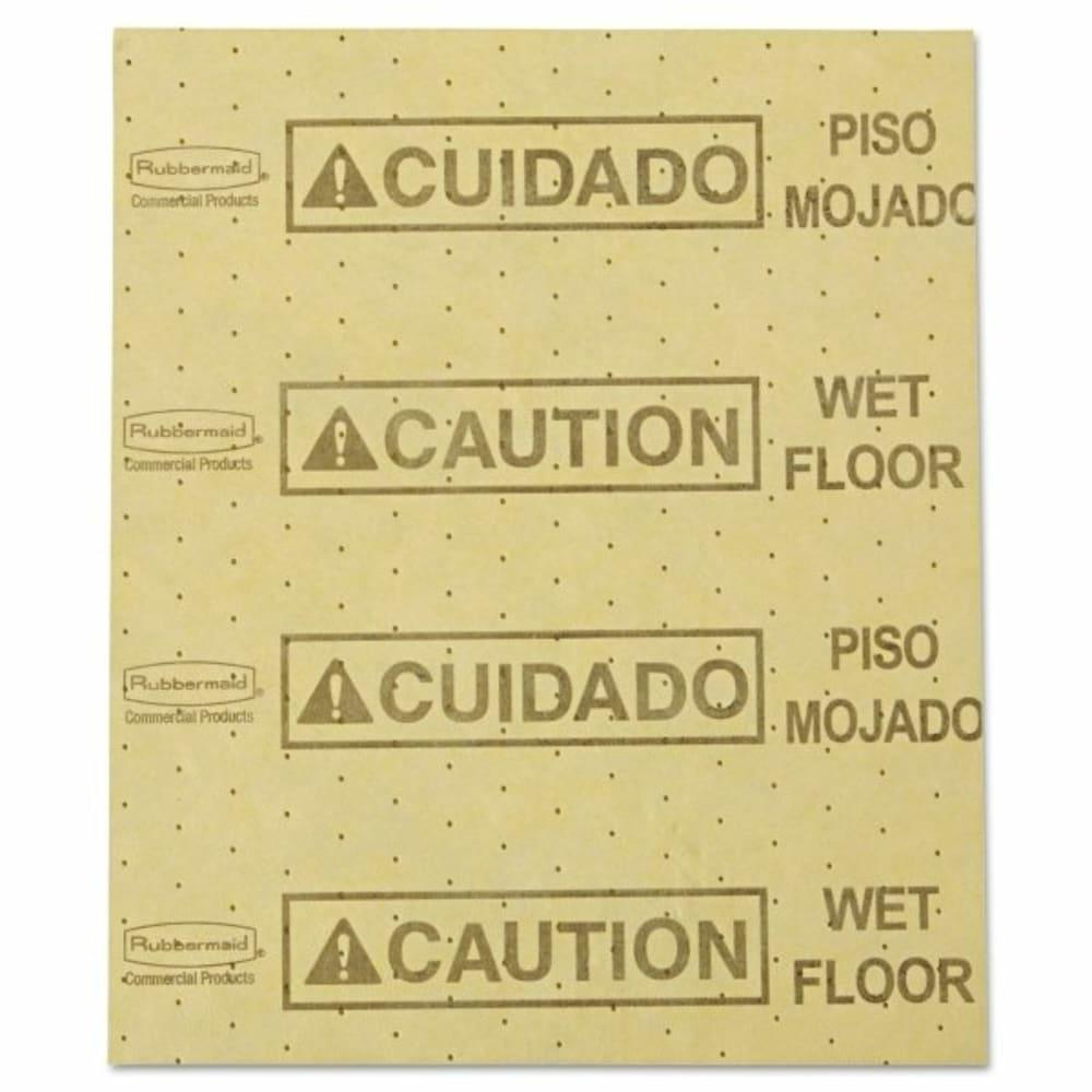 Over-The-Spill Pad “Caution Wet Floor” Yellow, Package Of 22